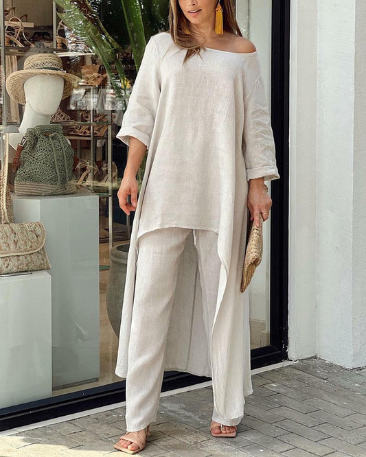Loose Fit Off-Shoulder Two-Piece Outfit