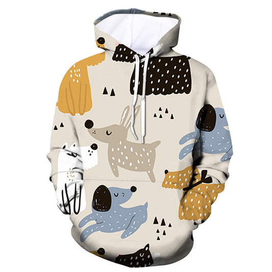 Dog Print Pullover Hoodie