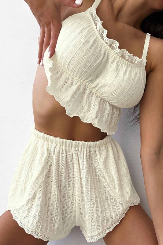 Lace Cami Top and Shorts Loungewear Set