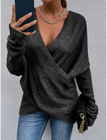 Elizza  - women's v-neck drop shoulder sweater