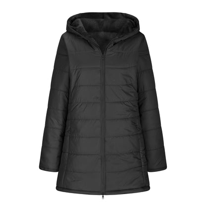 Women's padded jacket with warm plush lining with hood