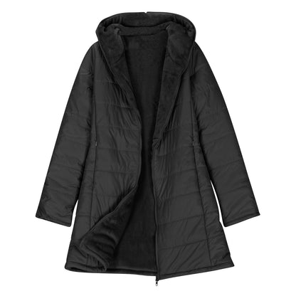 Women's padded jacket with warm plush lining with hood