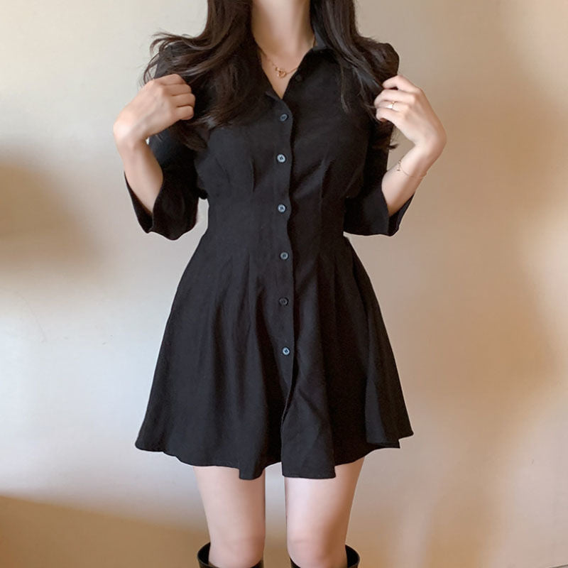 Women's Shirt Dress - Button Down - Tailored Fit  - Above Knee Length