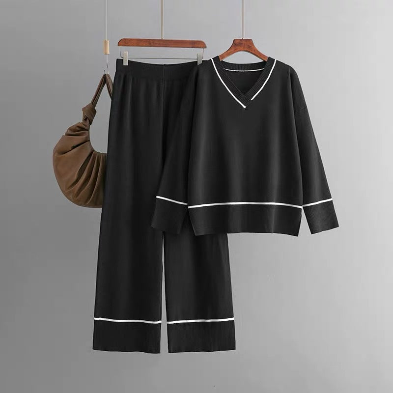Long sleeve v neck 2-piece set for women