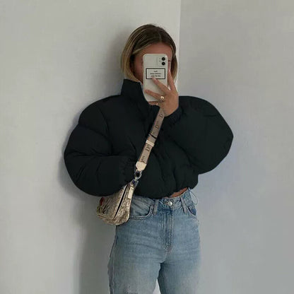 Women's waist length puffer jacket