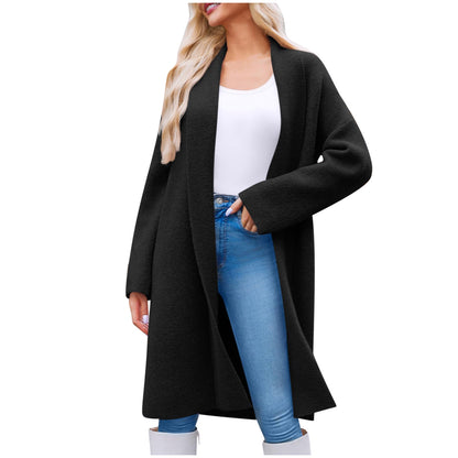Women's Long Knit Cardigan - Casual Open Front - Cozy Fall Style