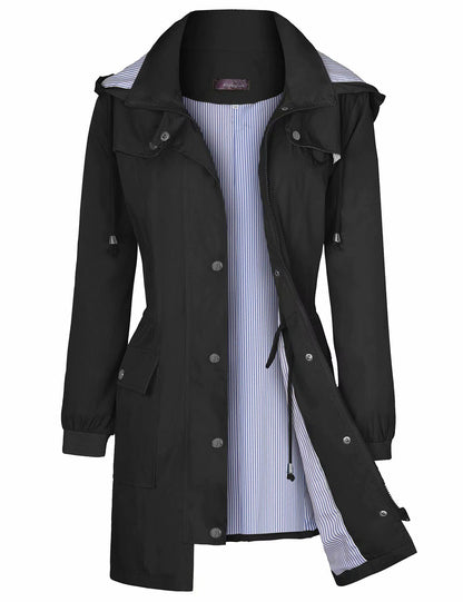 Women's casual waterproof hooded windbreaker jacket