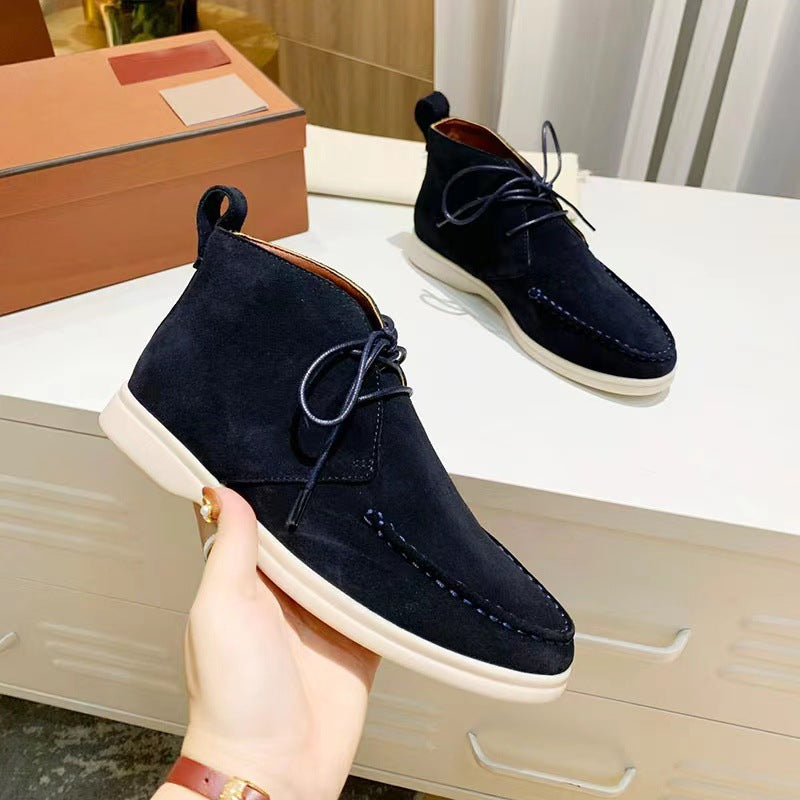Lace-Up Flat Short Boots