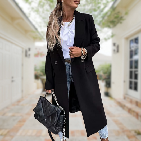 Double-Breasted Lapel Neck Overcoat
