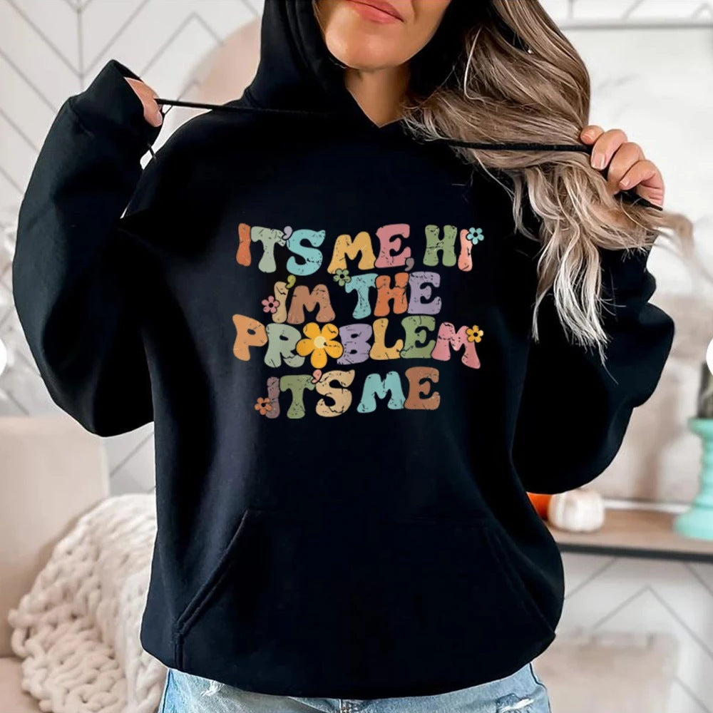 Women's letter print long-sleeve hoodie pullover