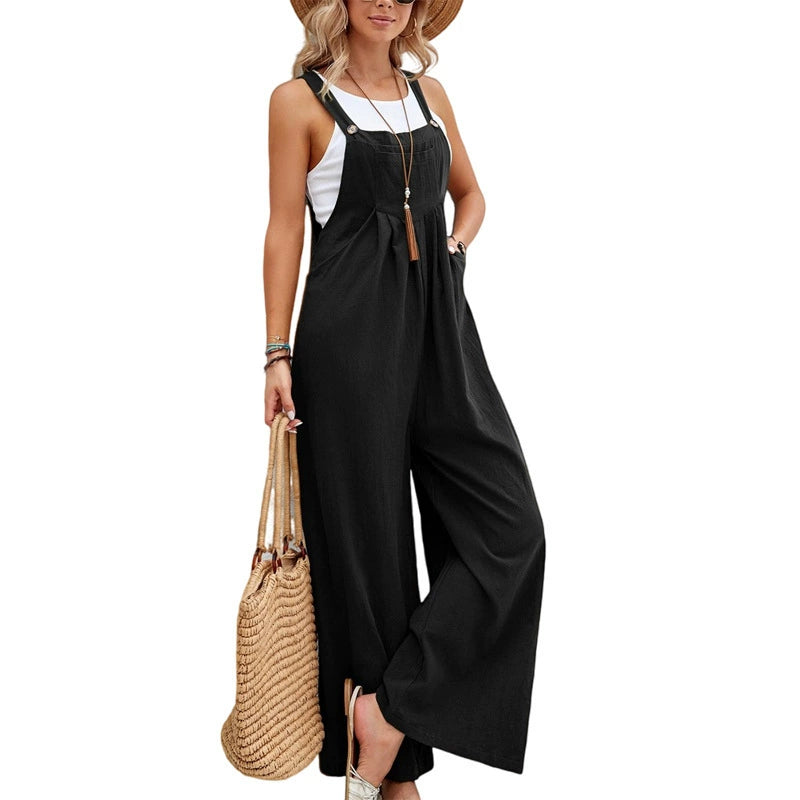 Women's summer sleeveless loose wide leg jumpsuit
