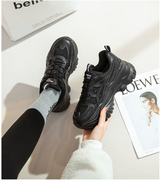 Chunky Platform Lace-Up Casual Sneakers