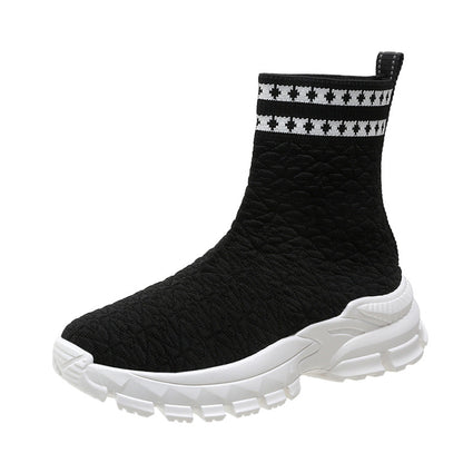 Women's Fashionable Sneaker Socks - Chunky Sole - Geometric Pattern