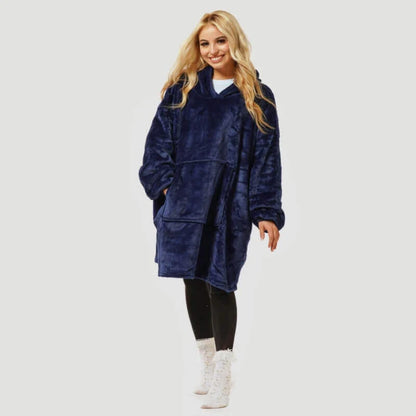 Women's large size warm flannel hooded pajamas