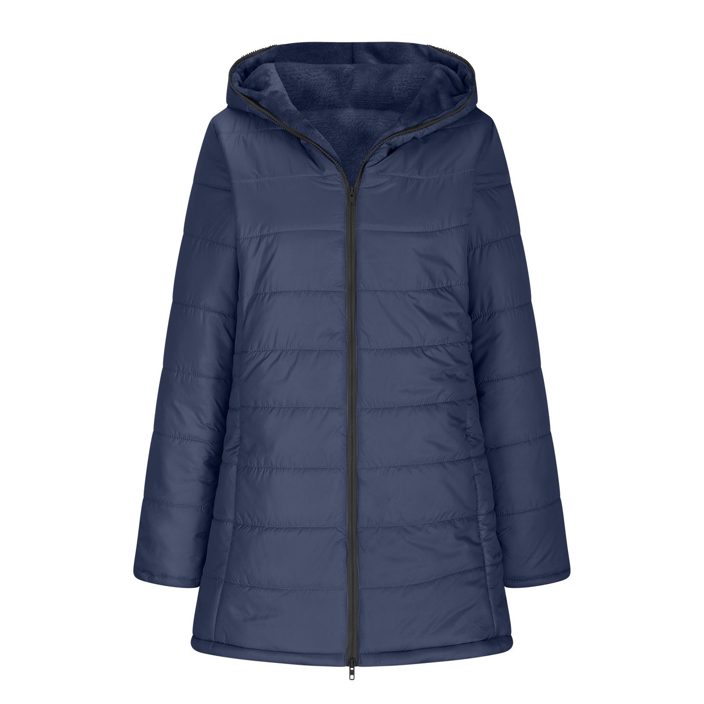 Women's padded jacket with warm plush lining with hood