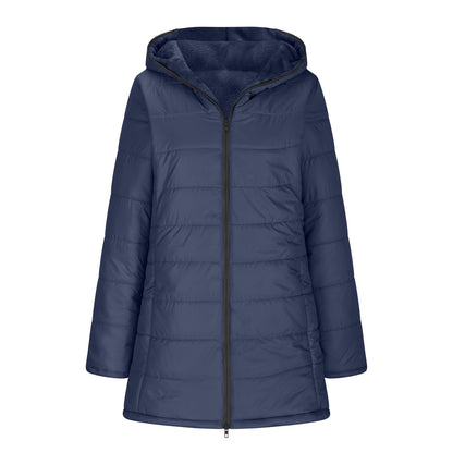 Women's padded jacket with warm plush lining with hood