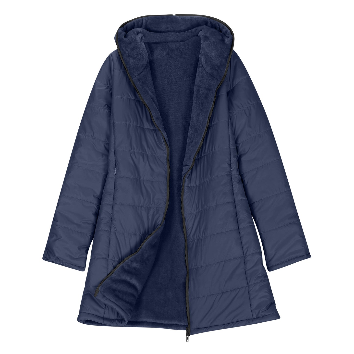 Women's padded jacket with warm plush lining with hood