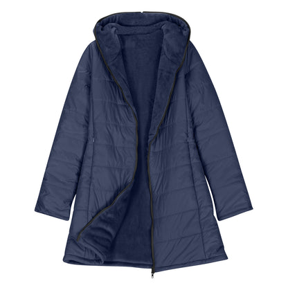 Women's padded jacket with warm plush lining with hood