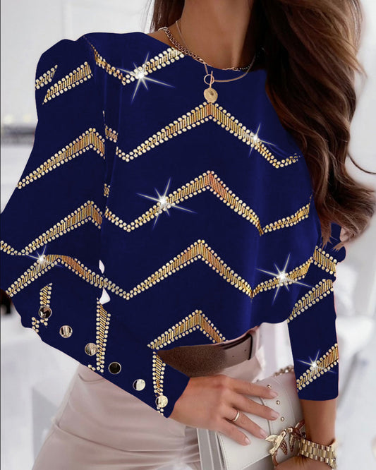 Sequin Cropped Long Sleeve Party Top