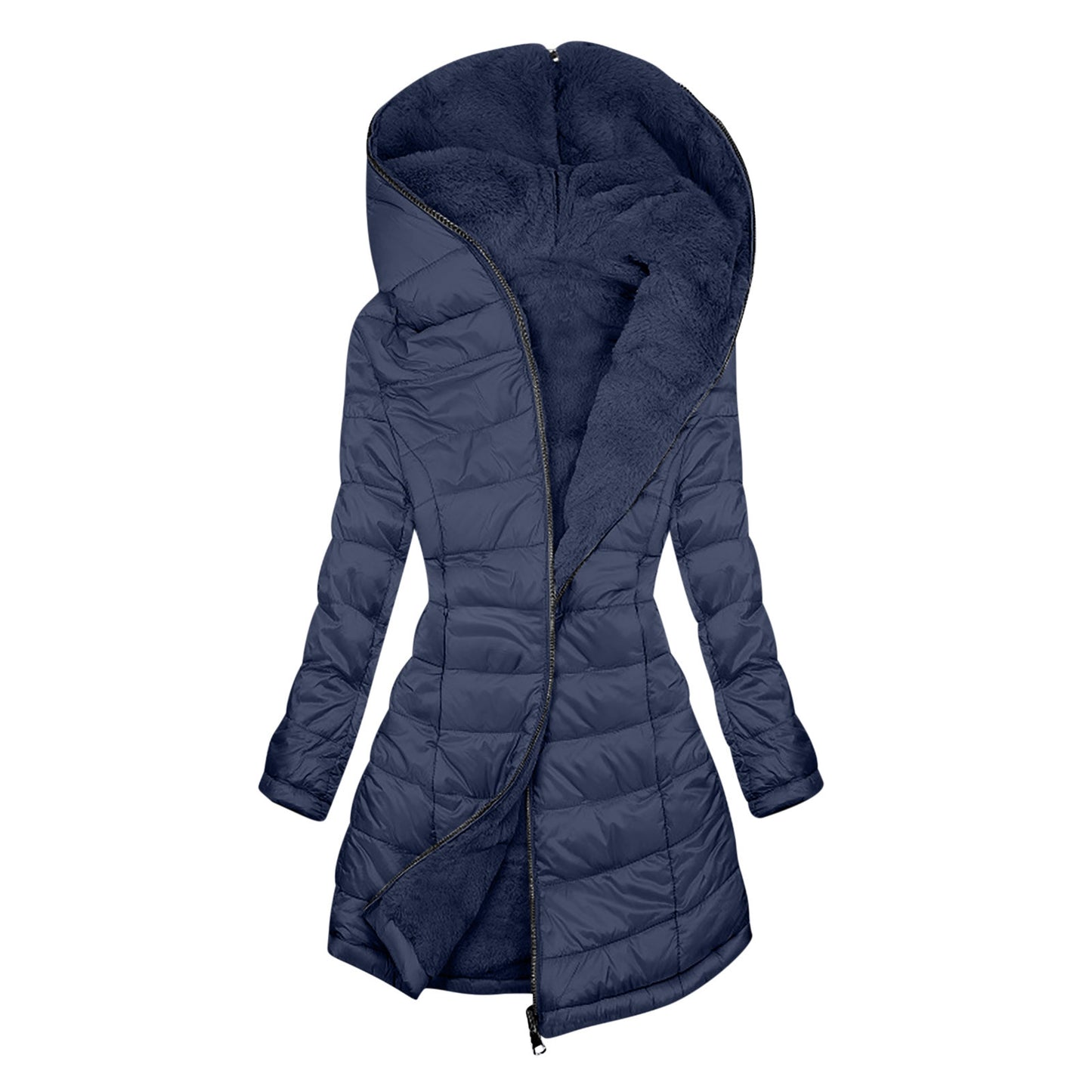 Women's padded jacket with warm plush lining with hood