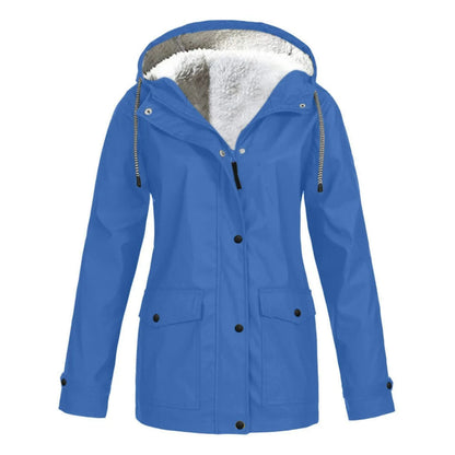 Women's Parka Jacket - Faux Shearling Lined - Hooded Drawstring - Warm Insulated