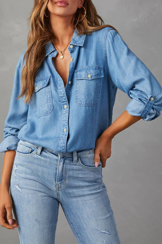 Classic Fit Denim Button-Up Shirt
