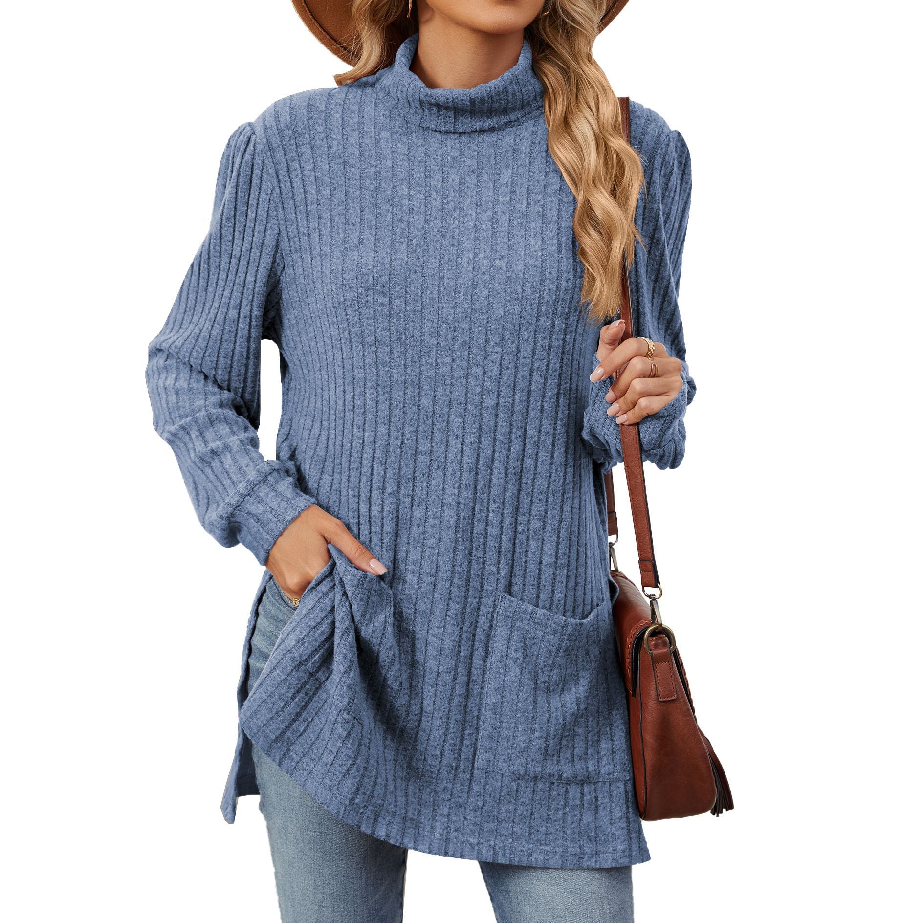 Women's chic high collar sweater