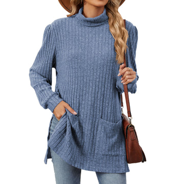 Women's chic high collar sweater