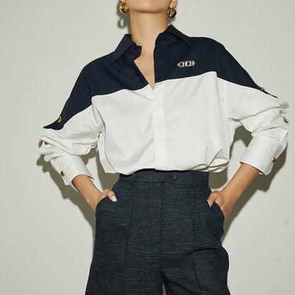Women's color matching shirt
