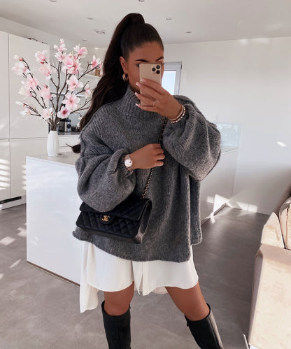 Women's dark gray pullover sweater