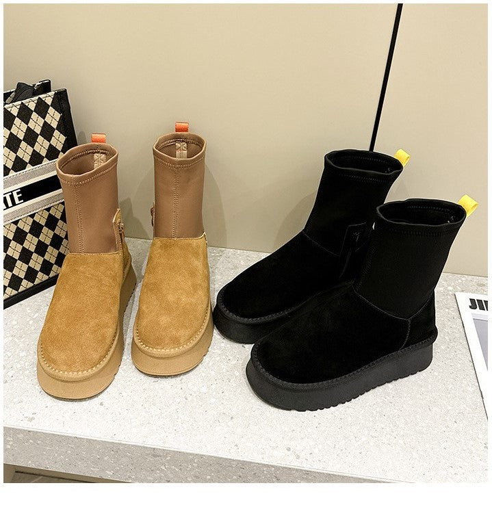 Women's thick sole warm ski boots