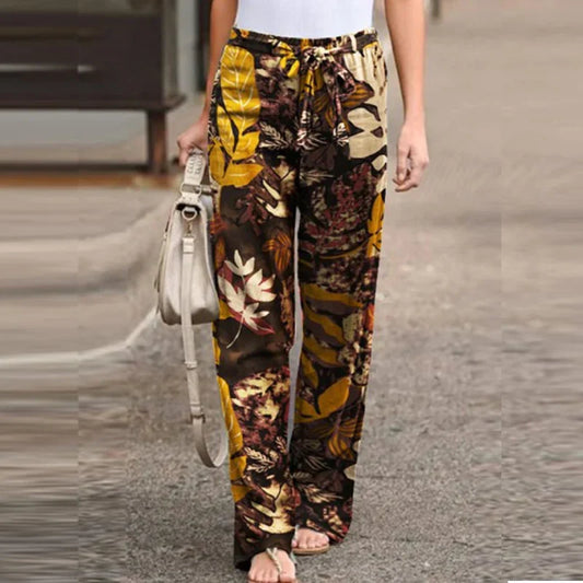 Lightweight Linen Elastic Waist Wide-Leg Pants