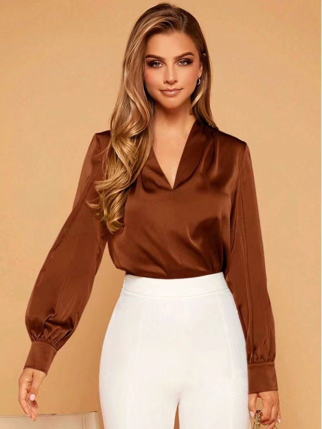 Lightweight Elegant Fit V-Neck Blouse