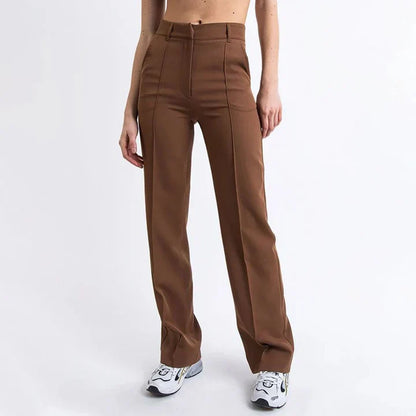 Women's loose fit straight splicing pants