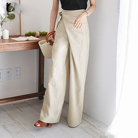 Elegant High Waisted Wrap Pants