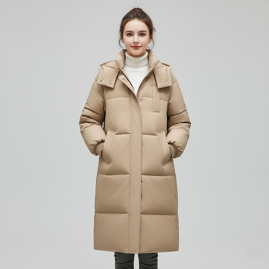 Women's Coat - Long Puffer Jacket - Hooded - Winter Outerwear