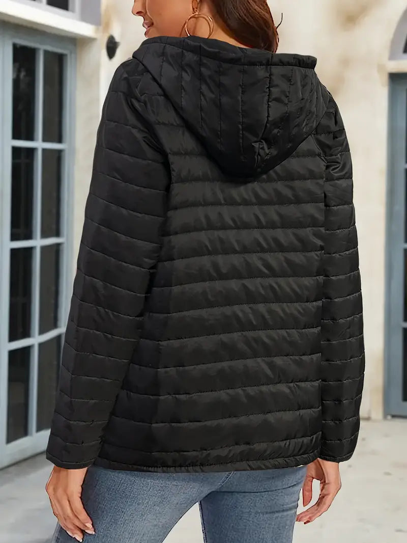 Light Padded Hooded Mid-Length Jacket