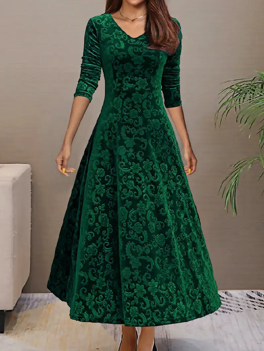 Velvet A-Line Maxi Evening Dress