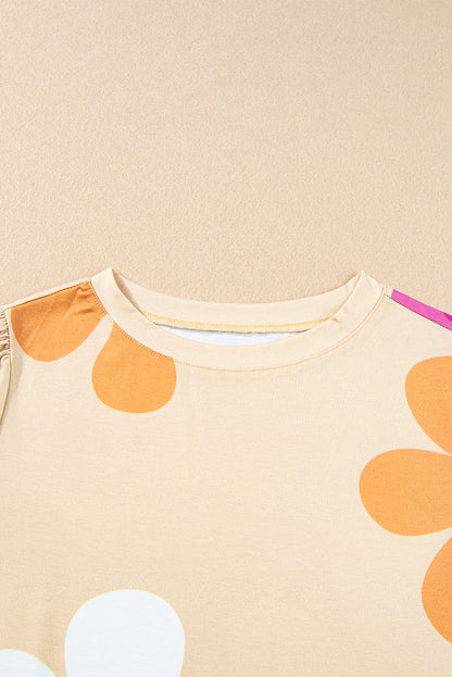Floral print casual shirt with crew neck for women