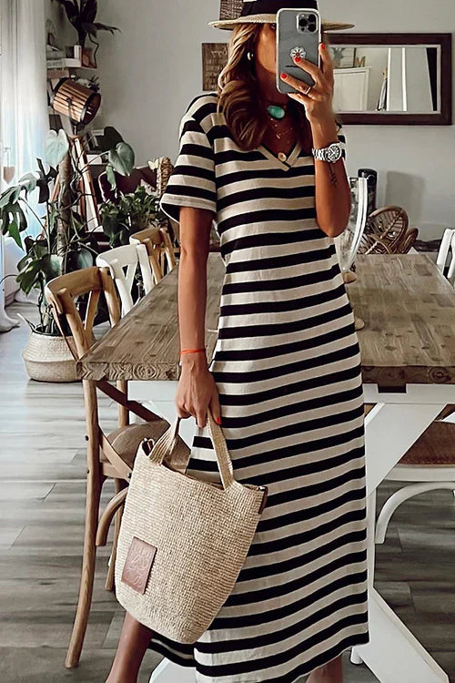 Breezy Striped Relaxed Fit Casual Dress