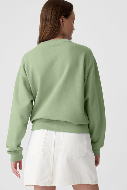 Women's Sweatshirt - Cotton Blend - Relaxed Fit - Crewneck Long Sleeve Casual Wear