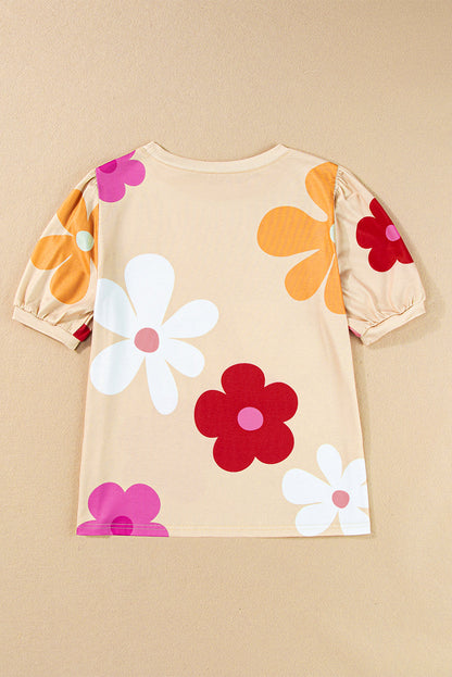 Floral print casual shirt with crew neck for women