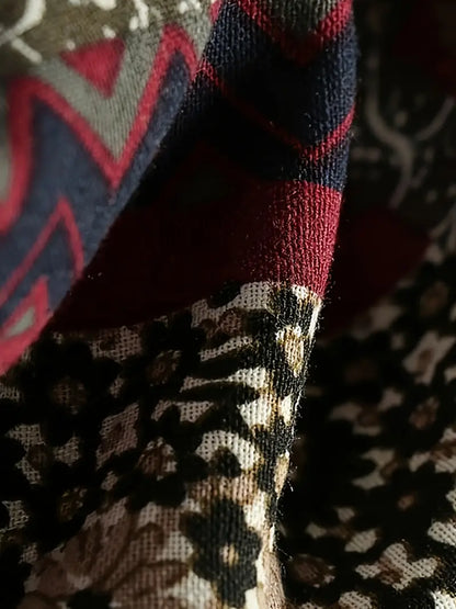 Women's retro patchwork winter jacket