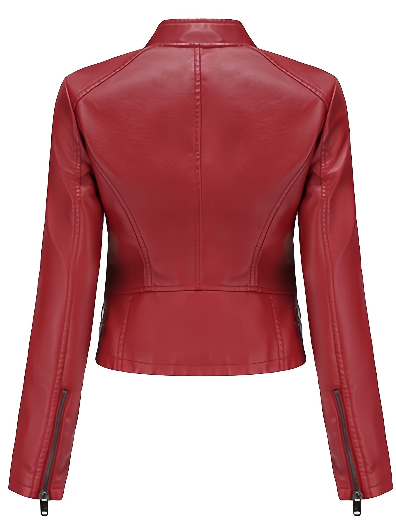 Studded moto jacket with zip closure and stand collar for women