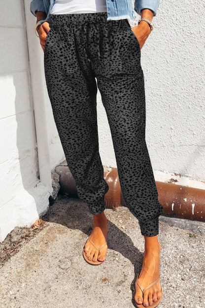 Women's leopard print joggers with pockets