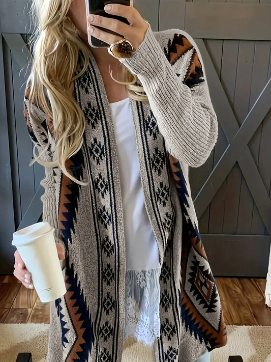 Knitted Tribal Cardigan Cape Sweater