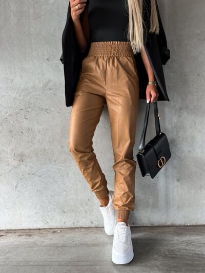 Elin - smocked high waist pants with pockets