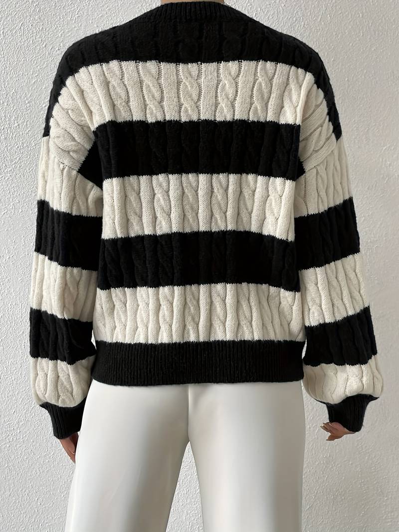 Women's striped v-neck sweater