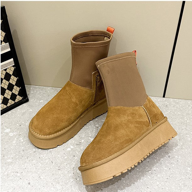 Women's thick sole warm ski boots