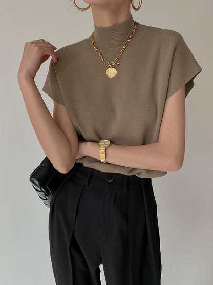 Women's Sleeveless Turtleneck Sweater Vest - Soft Knit - Elegant Relaxed Fit
